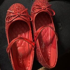 Mary Jane Red Glitter Bow Dress Shoes for Kids